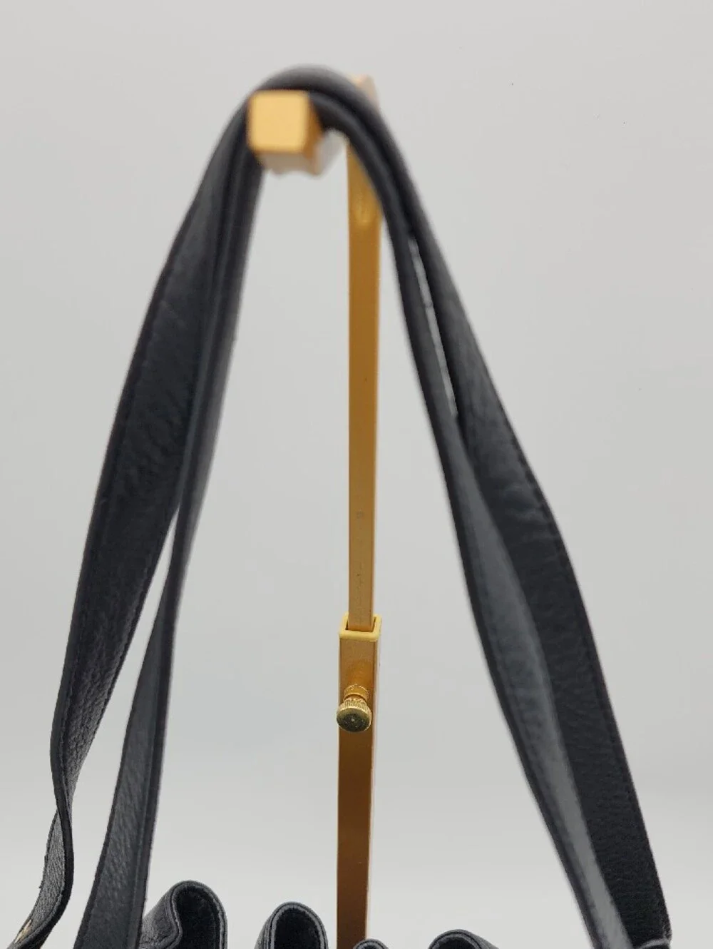 Michael Kors Black Leather Drawstring Shoulder Bag with Gold Hardware